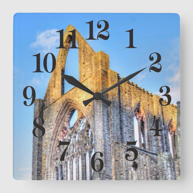 Ancient Tintern Abbey, Cistercian Monastery, Wales Square Wall Clock (Front)