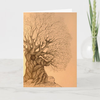 Ancient Tree Drawing Holiday Card