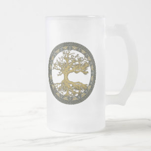 Ancient Tree of Life Frosted Glass Beer Mug