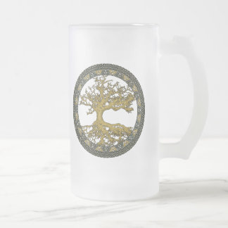 Ancient Tree of Life Frosted Glass Beer Mug