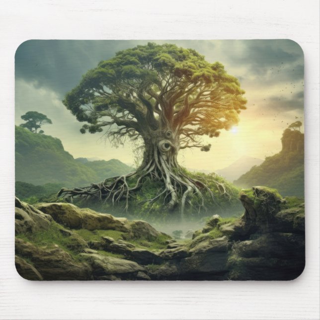 Ancient Tree Of Life Peaceful Nature Fantasy World Mouse Mat (Front)