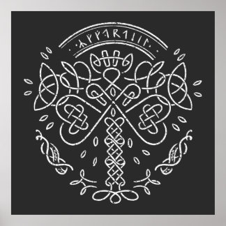 Ancient Viking Celtic Knotwork  - Tree of Life Poster