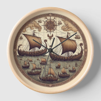 Ancient Viking Sailing Ships 3 Clock