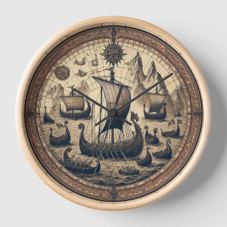 Ancient Viking Sailing Ships 4 Clock