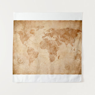 Ancient vintage world map illustrationmap, world,  tapestry
