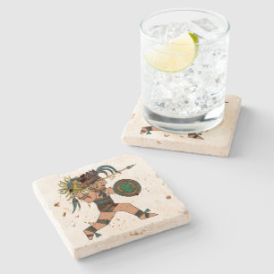 Ancient Warrior Native American Stone Coaster