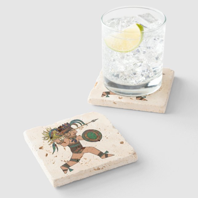 Ancient Warrior Native American Stone Coaster (Side)