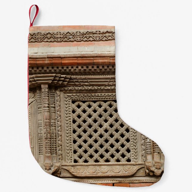 Ancient window in Nasal Chowk Courtyard of Hanuman Small Christmas Stocking (Front)