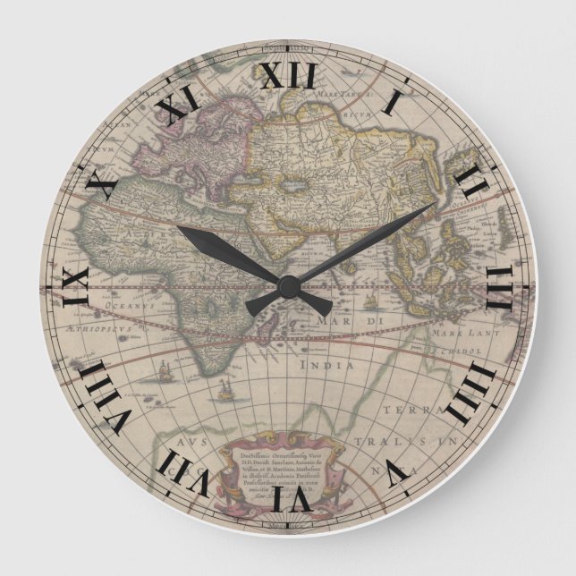 Ancient World Map Clock (Front)