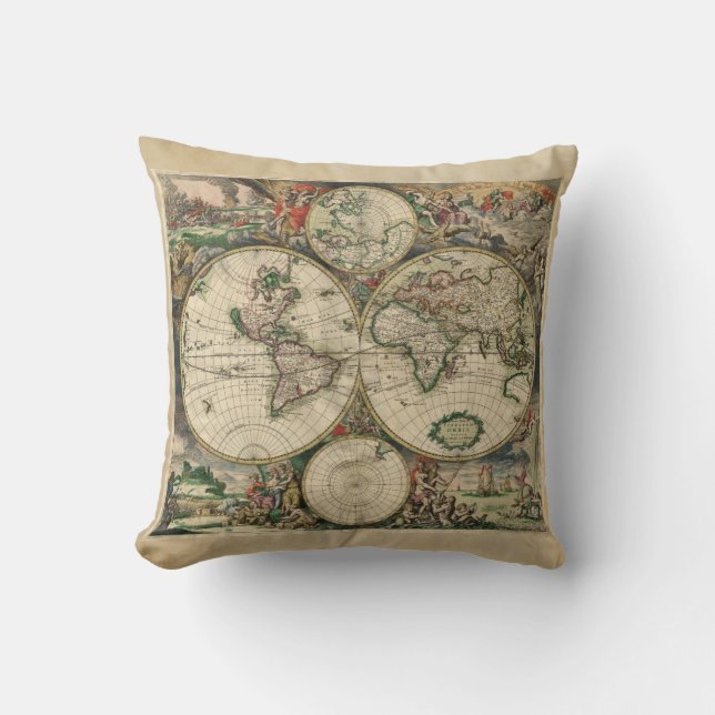 Ancient World Map Cushion (Front)