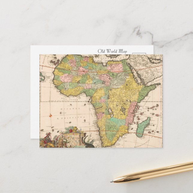 Ancient World Map of Africa Postcard (Front/Back In Situ)
