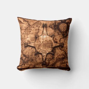 Ancient World Traveller - Map & Compass Rose Cushion