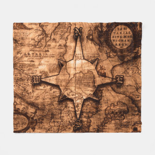 Ancient World Traveller - Map & Compass Rose Fleece Blanket
