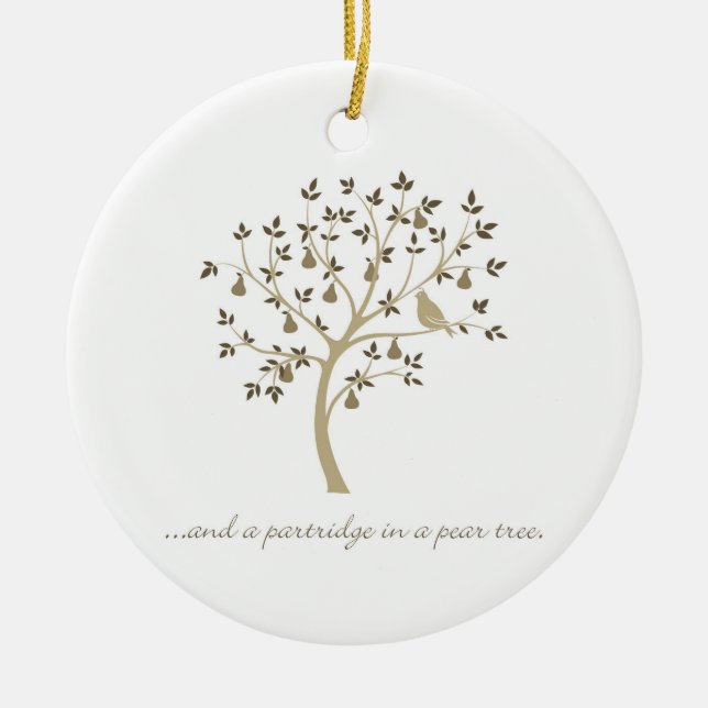 And a partridge in a pear tree ceramic tree decoration (Front)