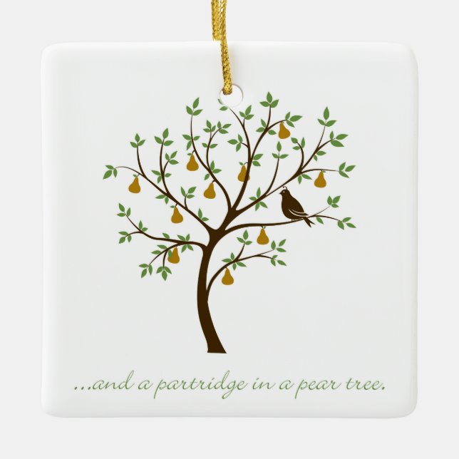 And a partridge in a pear tree ceramic tree decoration (Front)