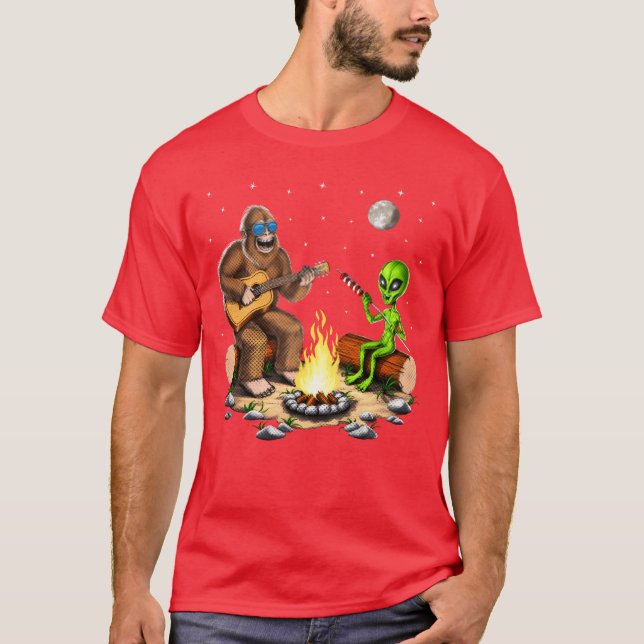 and Alien Camping funny T-Shirt (Front)