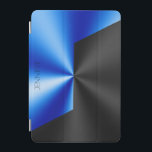 and blue metallic look background iPad mini cover<br><div class="desc">Blue and black geometric background,  metallic look with a customisable background.</div>
