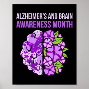And Brain Awareness Month Purple Ribbon Graphic Poster