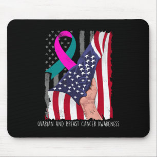 And Breast Cancer Awareness American Flag Ribbon Mouse Mat