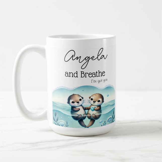 And Breathe Otter Friendship Personalised Mug (Left)
