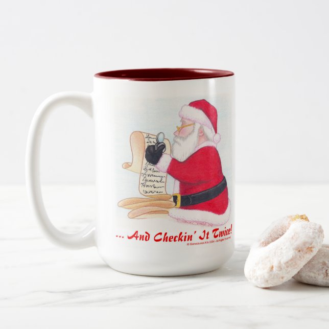 And Checkin' It Twice Two-Tone Coffee Mug (With Donut)