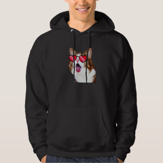 And Cute Cat Face Cat With Glasses Hoodie