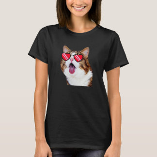 And Cute Cat Face Cat With Glasses T-Shirt