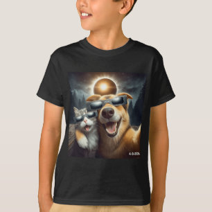 And Dog Selfie With Solar 2024 Eclipse Wearing Gle T-Shirt
