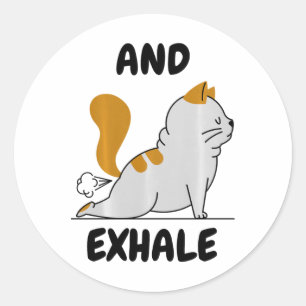 And Exhaling Yoga Cat Comfort Colors Adult Heavywe Classic Round Sticker