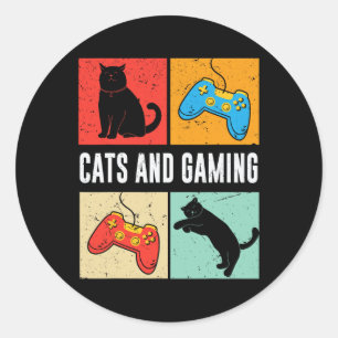 And Gaming For The Cat Lover Gamer Video Game Play Classic Round Sticker