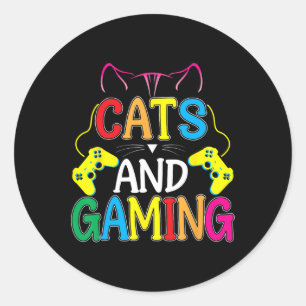 And Gaming For The Cat Lover Gamer Video Game Play Classic Round Sticker