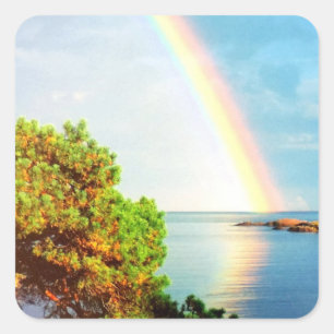 And God Set A Rainbow In The Sky Photo Design Square Sticker