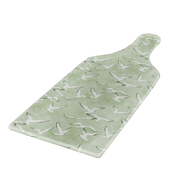 And Green Seagull Beach Bird Pattern Cutting Board (Corner)