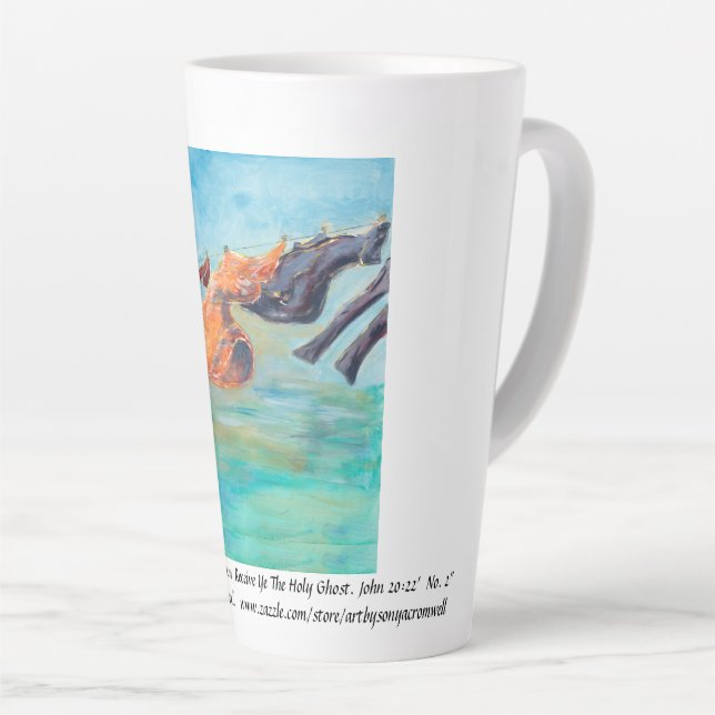 "And He Breathed on Then..No 2" Latte Mug (Right Angle)