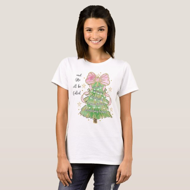 And He Will Be Called Hand Drawn Christmas Tree T-Shirt (Front Full)