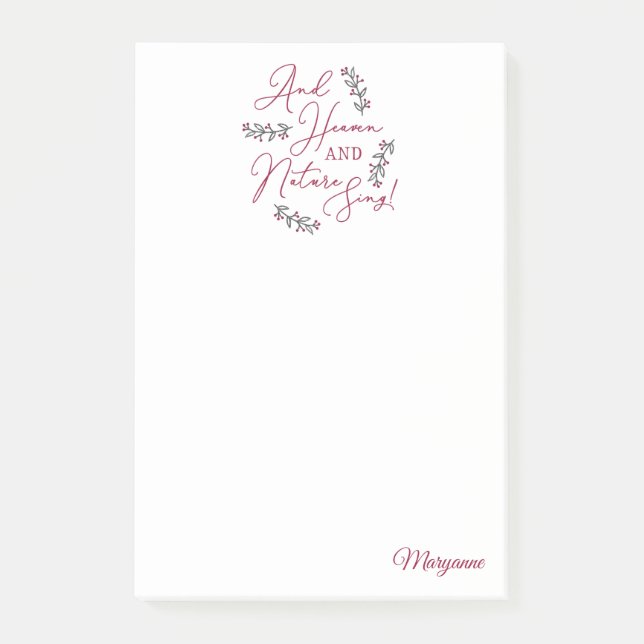 And Heaven and Nature Sing - Personalised Post-it Notes (Front)