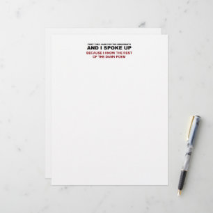 AND I SPOKE UP CUSTOM LETTERHEAD