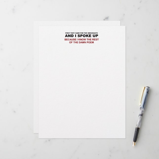 AND I SPOKE UP CUSTOM LETTERHEAD (Front/Back In Situ)