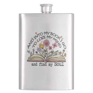 And Into My Book I Go – Floral Book Lover Hip Flask