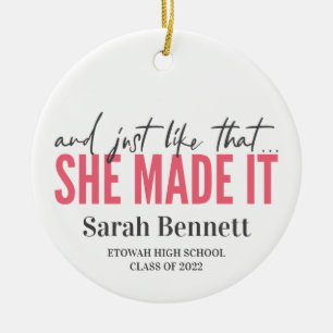 And just like that she made it graduation announc ceramic tree decoration