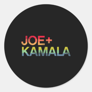 And Kamala Bold Retro Rainbow Pride Biden Harris  Classic Round Sticker