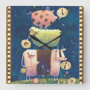 And On This Farm Square Wall Clock
