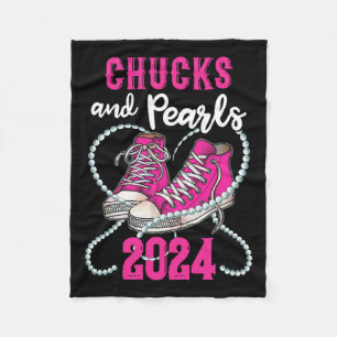 And Pearls I'm With Her Kamala 2024 President Fleece Blanket