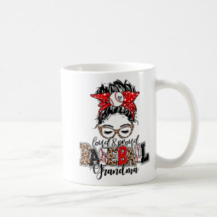 And Proud Baseball Grandma Messy Bun Leopard Coffee Mug