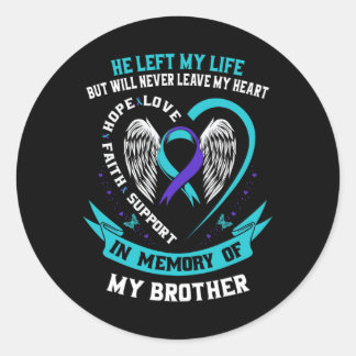 And Purple In Memory Of My Brother Suicide Awarene Classic Round Sticker