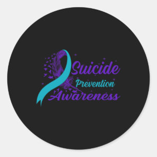 And Purple Ribbon Semicolon Suicide Prevention Awa Classic Round Sticker