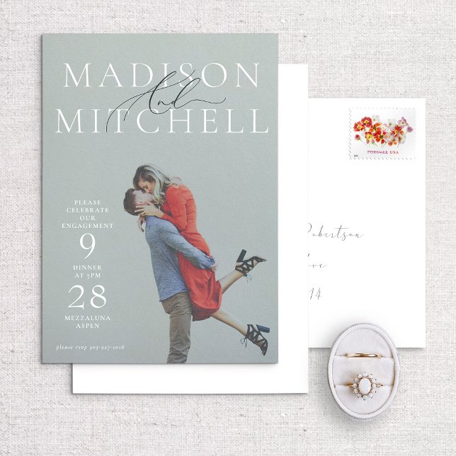 And Script Photo Elegant Engagement Party Invite (Creator Uploaded)