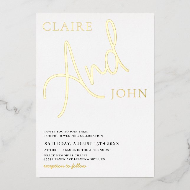 And Script Wedding Invitation (Front)
