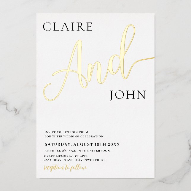 And Script Wedding Invitation (Front)