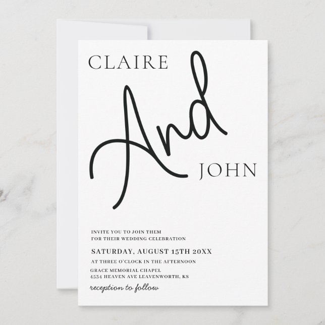 And Script Wedding Invitation (Front)